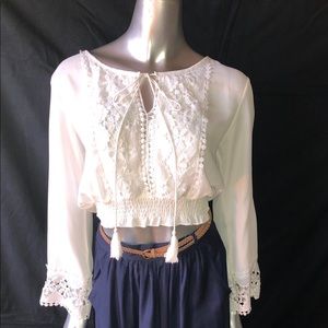 White shirt with lace detail